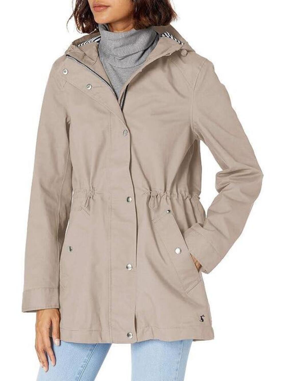 NWT Joules Women's Shoreside Hooded Raincoat Waterproof Jacket Coat IVORY 8